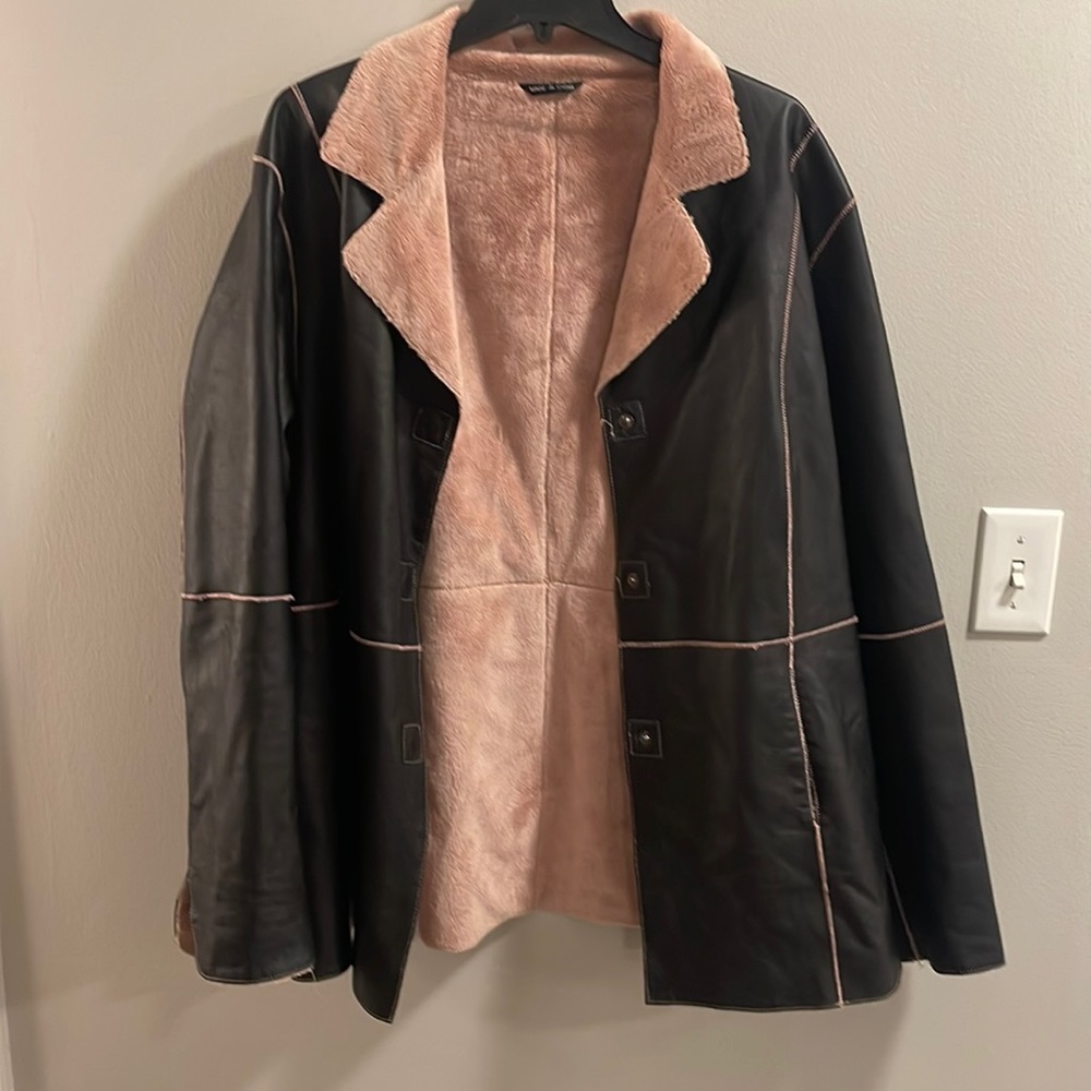 Black and Link faux leather jacket